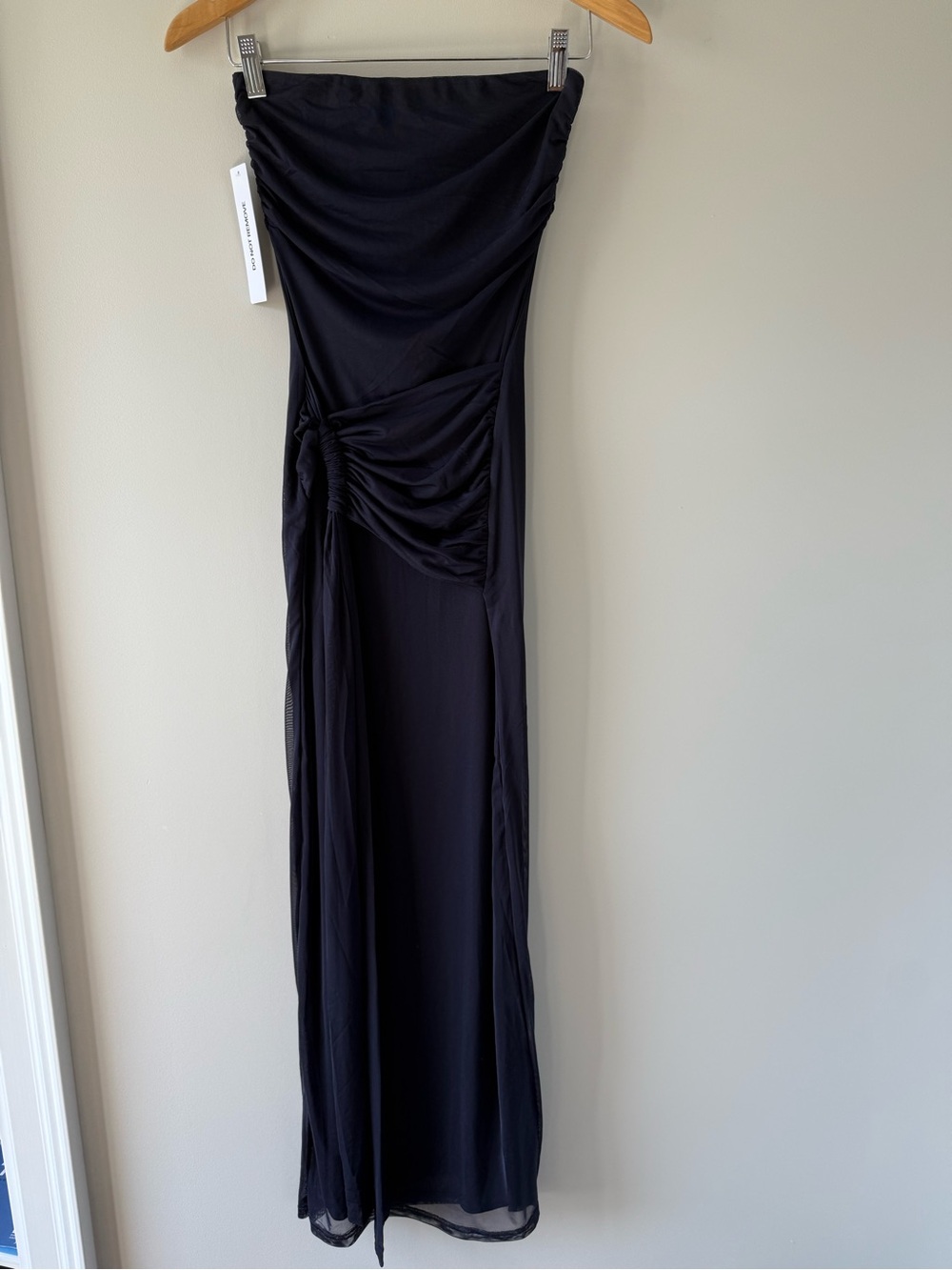Princess Polly Black Strapless Ruched Side-Slit Maxi Dress